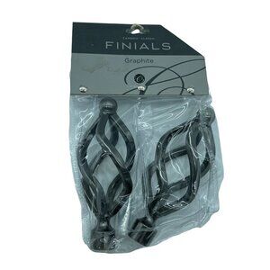 Cambria Finials Graphite Ends Curtain Rods and Hold Backs Dark Silver 5/8in